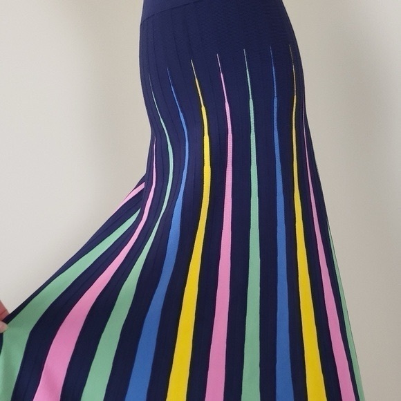 Anthropologie Maeve rainbow pleated contrast skirt aline full circle - Picture 3 of 11